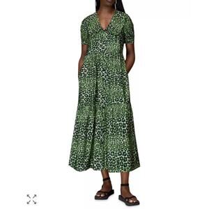 Whistles Fluro Animal Print Button Down Maxi Dress Sz 6 NWT